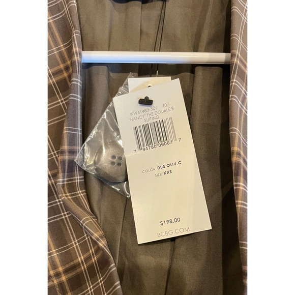 BCBGMAXAZRIA‎ Nancy The Double B Suiting Blazer Plaid Puff Sleeve XXS 3/4 sleeve - Picture 2 of 12